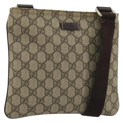 Gucci Zip Top Messenger GG Canvas with Leather, Beige, Canvas, Shoulder Bag