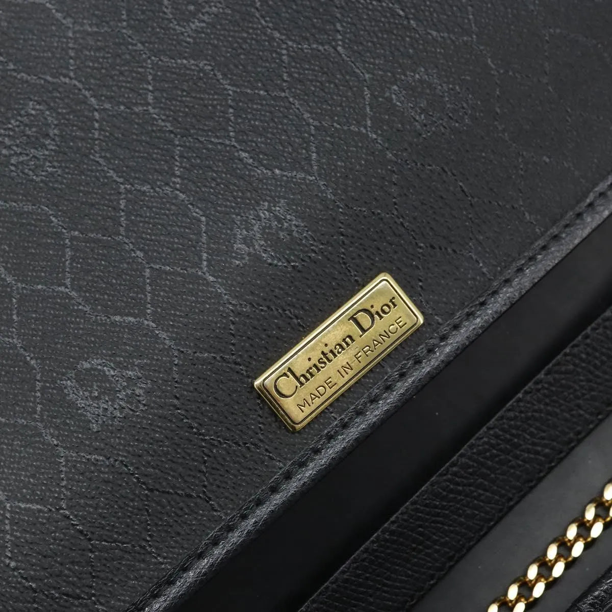 Christian Dior Vintage Honeycomb chain Canvas, Black, Canvas, Shoulder Bag