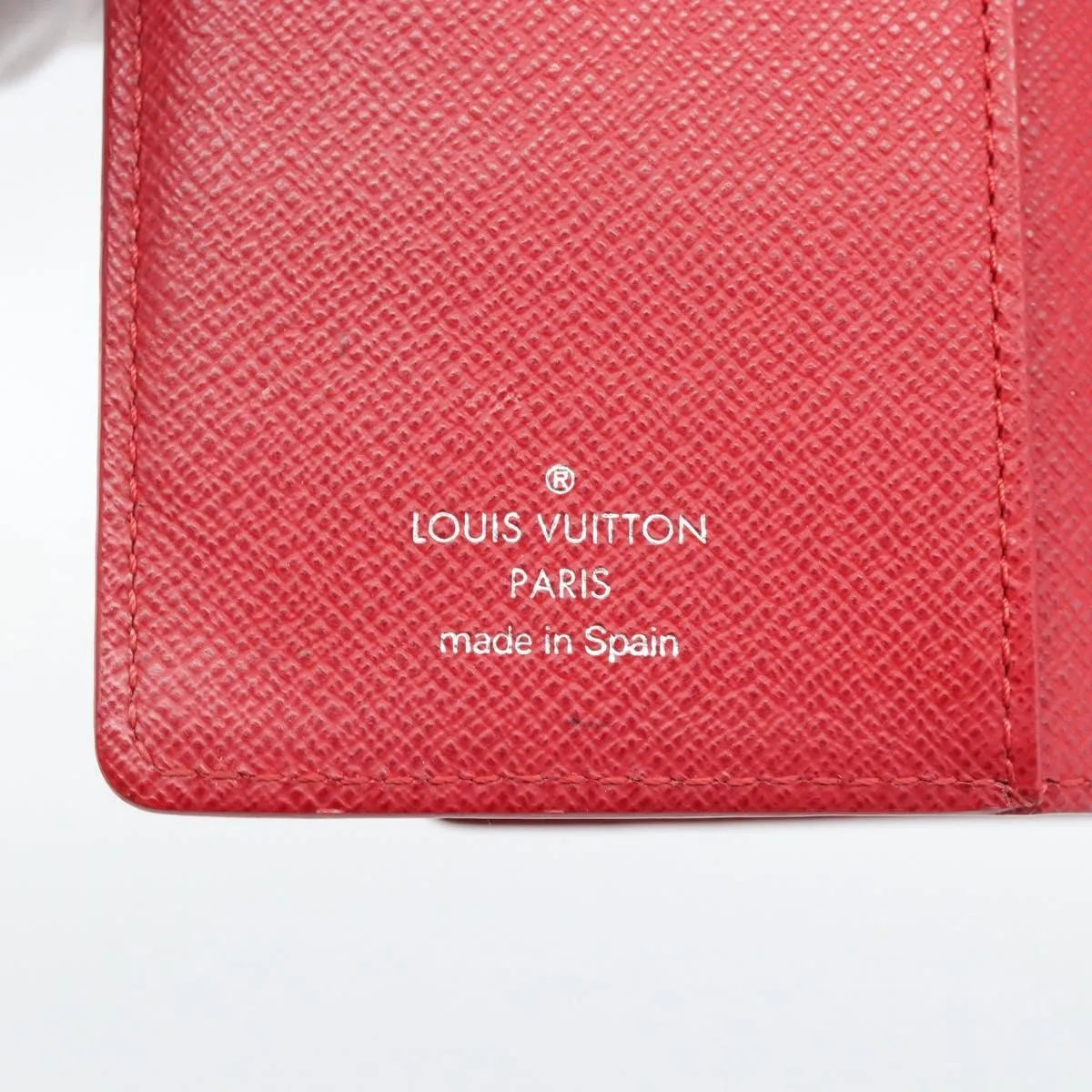 Louis Vuitton Agenda Cover Damier, Red, Leather, Clutch