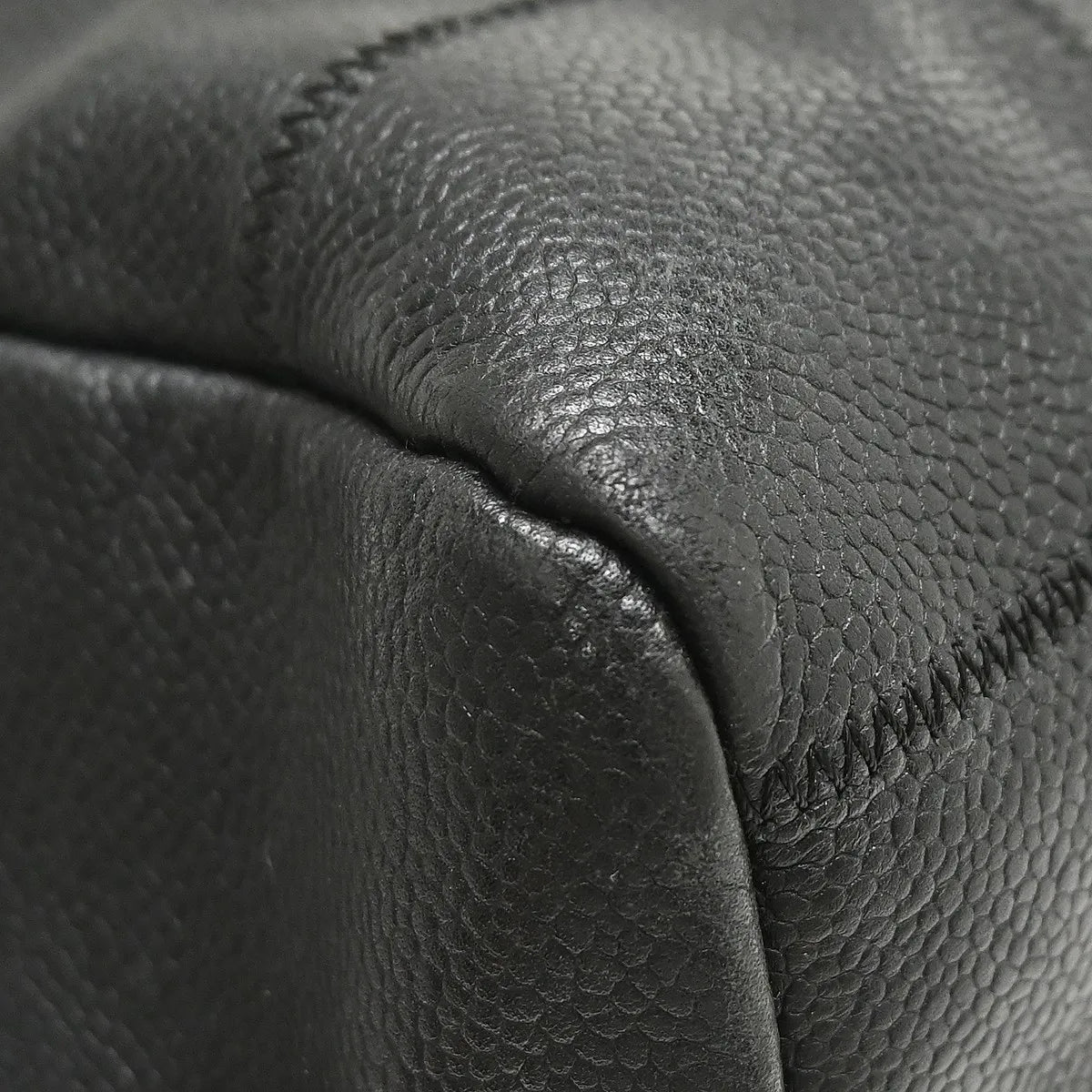 Chanel Square Stitch CC Boston Quilted Caviar, Black, Leather, Handbag