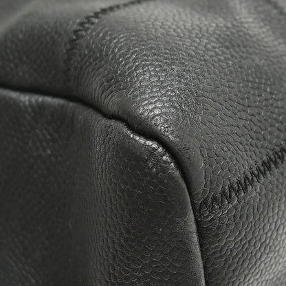 Chanel Square Stitch CC Boston Quilted Caviar, Black, Leather, Handbag