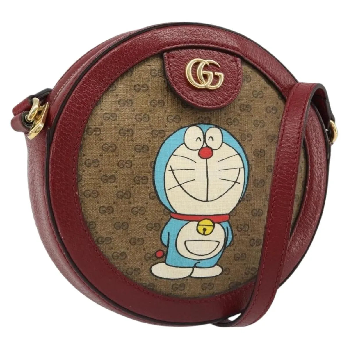 Gucci Doraemon Round Printed Mini GG Coated Canvas, Beige, Canvas, Shoulder Bag
