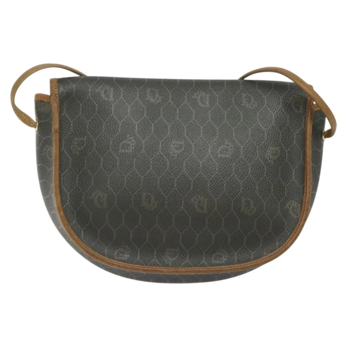 Christian Dior Vintage Honeycomb Flap Coated Canvas, Green, Canvas, Shoulder Bag