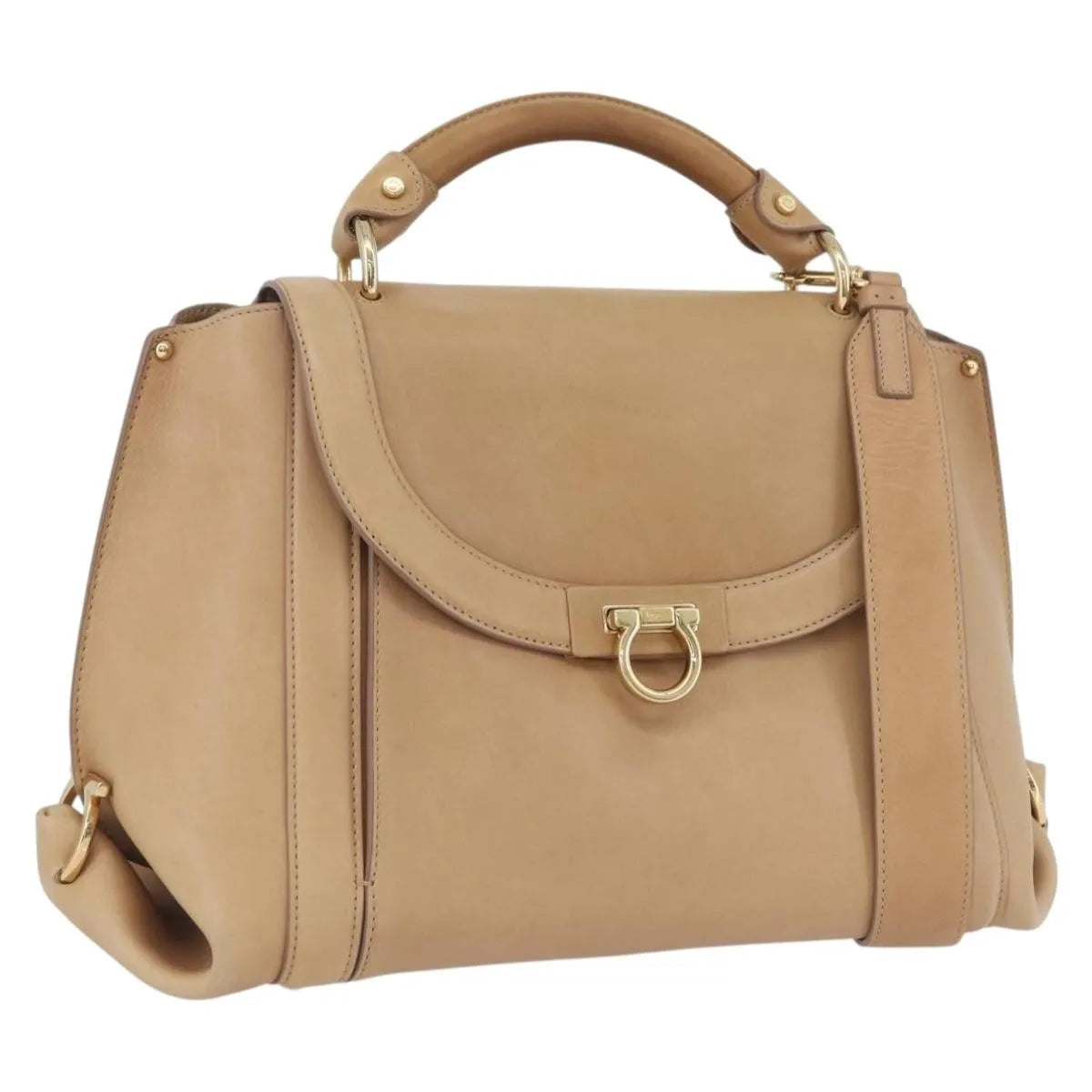 Salvatore Ferragamo Suzanna Satchel Smooth Leather, Beige, Leather, Handbag