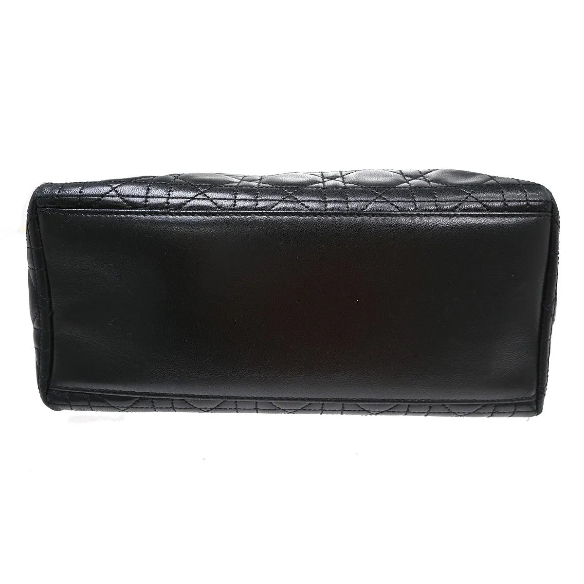 Christian Dior Lady Dior Cannage Quilt Lambskin, Black, Leather, Handbag