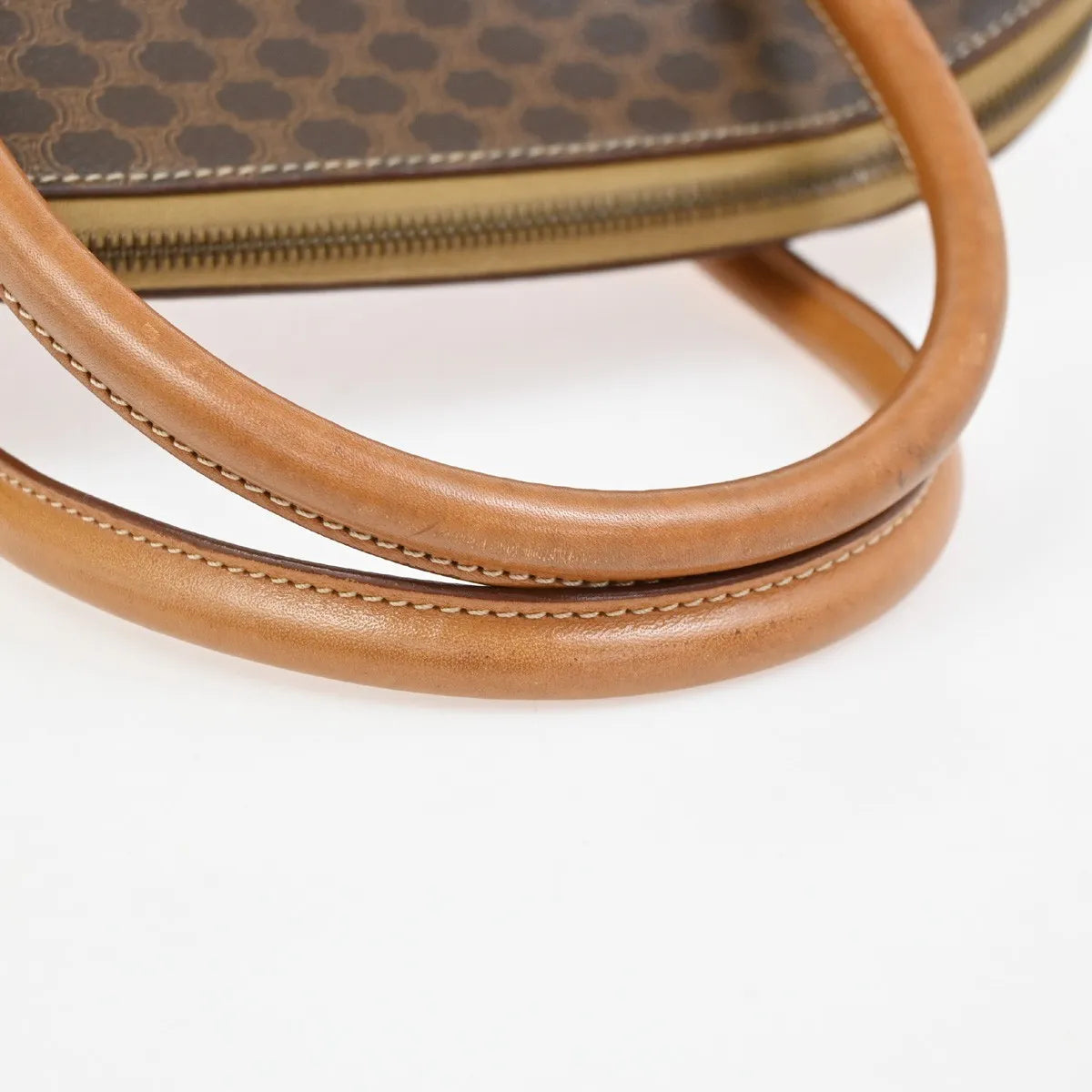 Celine Vintage Macadam Canvas and Leather, Brown, Canvas, Handbag