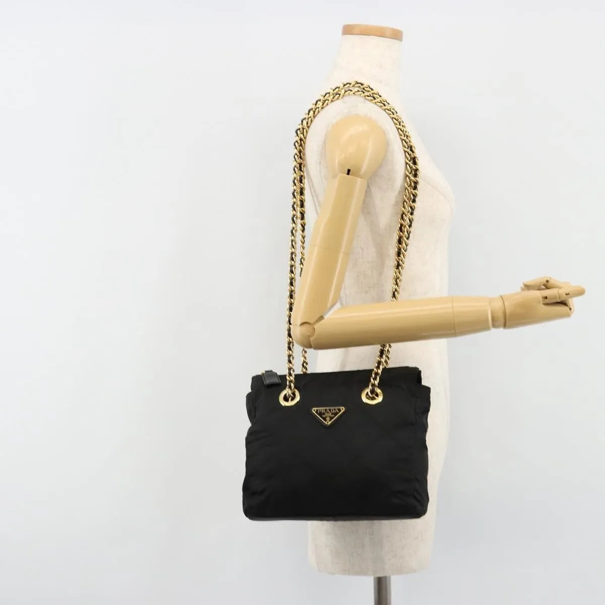 Prada Re-Edition 1995 Chain Quilted Tessuto, Black, Nylon, Shoulder Bag