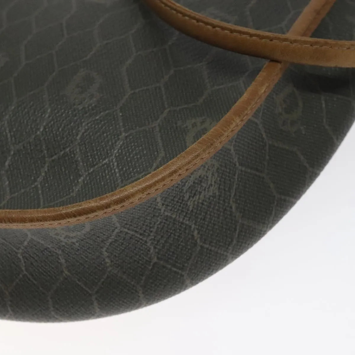 Christian Dior Vintage Honeycomb Flap Coated Canvas, Green, Canvas, Shoulder Bag