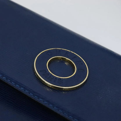 Celine Vintage Circle Logo Leather, Blue, Leather, Shoulder Bag