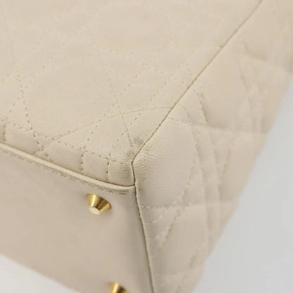 Christian Dior Lady Dior Cannage Quilt Lambskin, White, Leather, Handbag