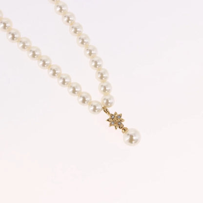 Christian Dior CD Bee Star Pearl Pendant Metal with Faux Pearl, White, Pearl, Necklace