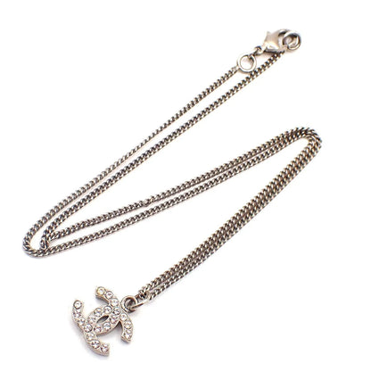 Chanel Vintage CC Logo Chain Charm Pendant silver plated, Silver, Silver Plated, Necklace