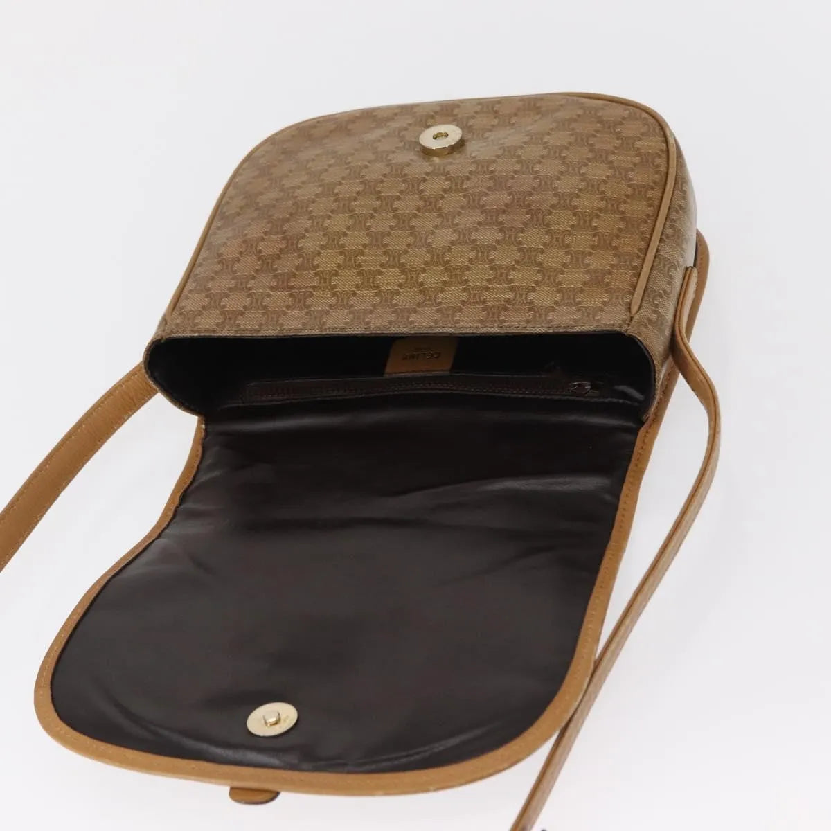 Celine Vintage Macadam Canvas, Beige, Canvas, Shoulder Bag
