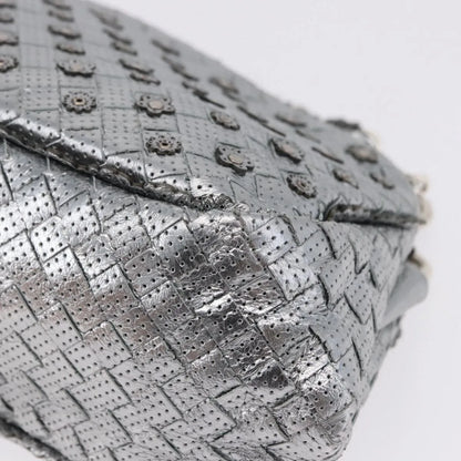 Bottega Veneta Intrecciato Shoulder Leather, Silver, Leather, Shoulder Bag