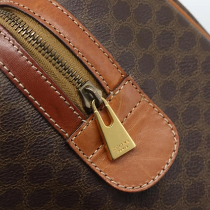 Celine Vintage Macadam Boston Canvas and Leather, Brown, Canvas, Handbag