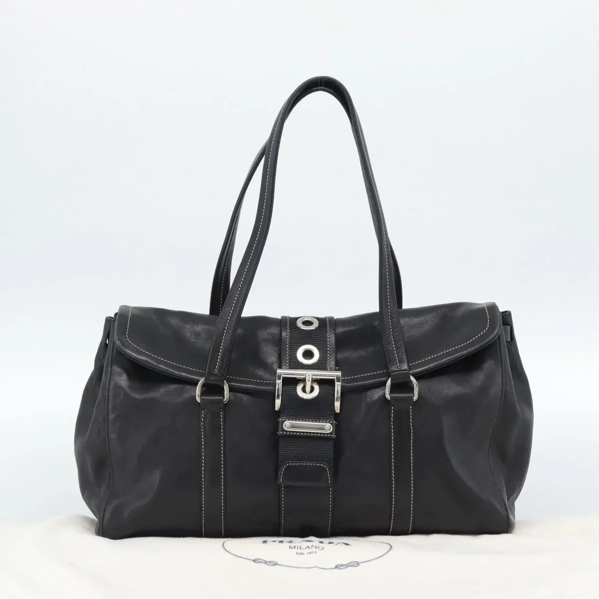 Prada Convertible Shopping Tote Saffiano Leather Saffiano Leather, Black, Leather, Tote Bag