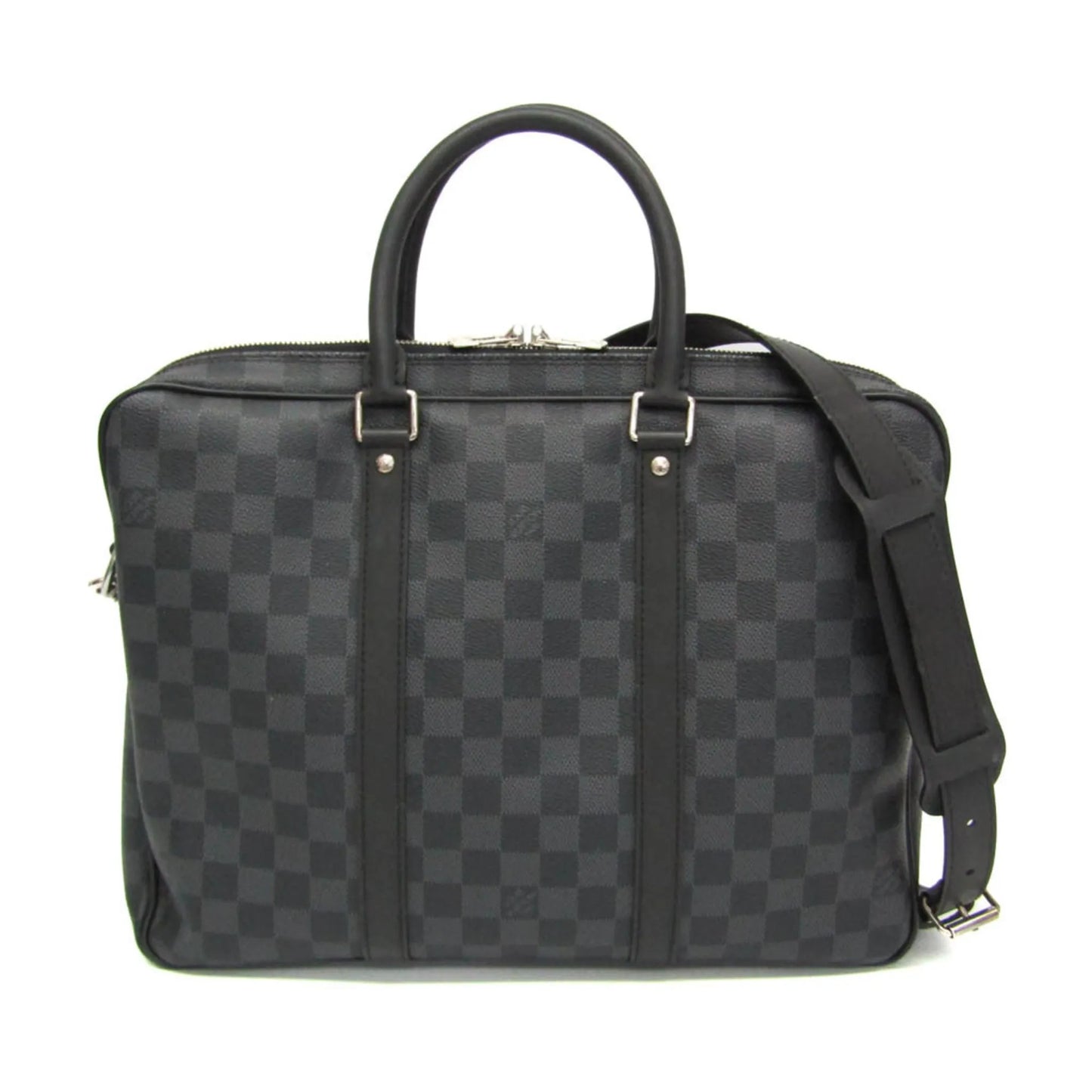 Louis Vuitton Porte-Documents Voyage Damier, Black, Canvas, Briefcase