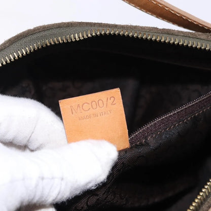 Celine C Macadam Suede and Leather, Green, Suede, Handbag