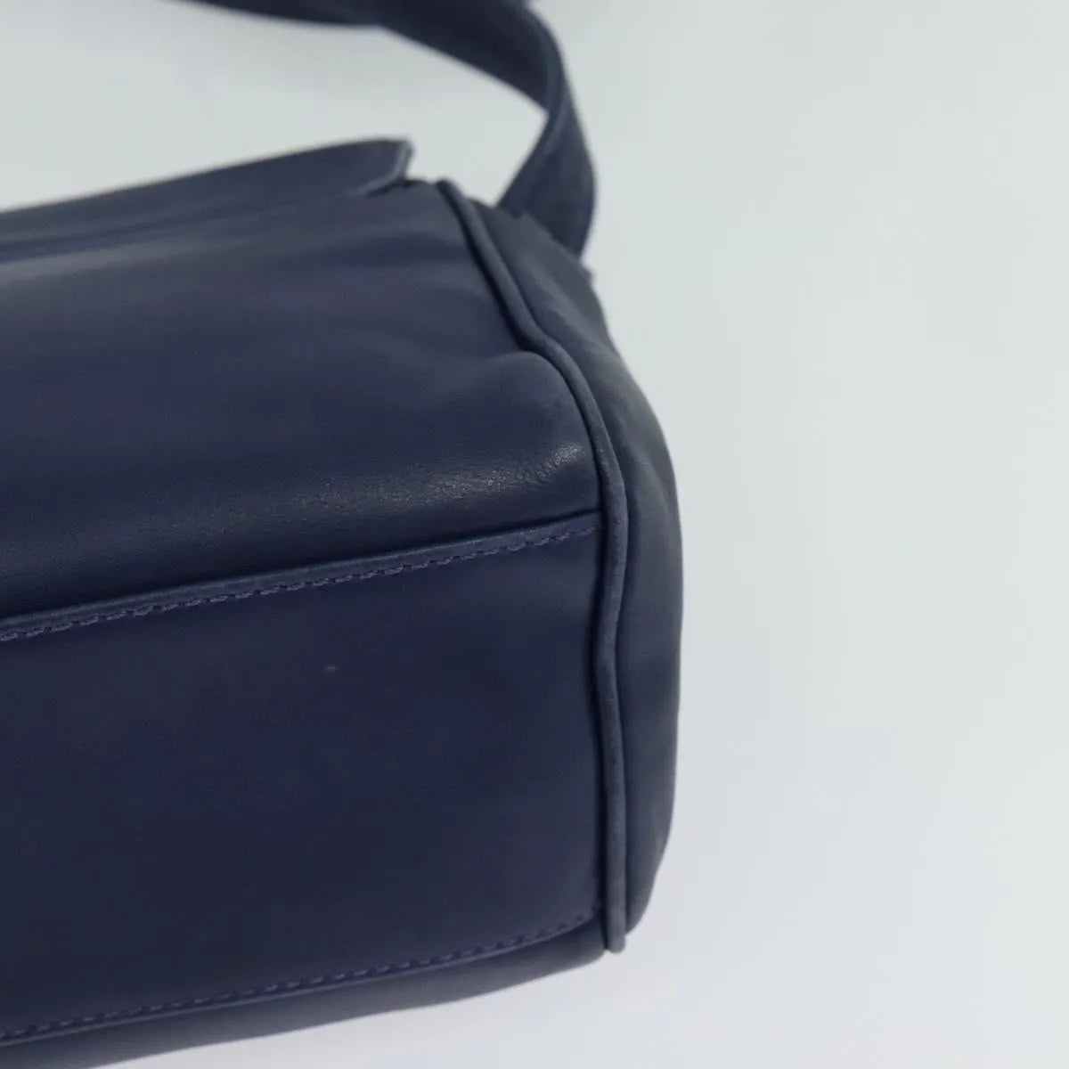 Celine Circle Logo Leather, Navy, Leather, Shoulder Bag