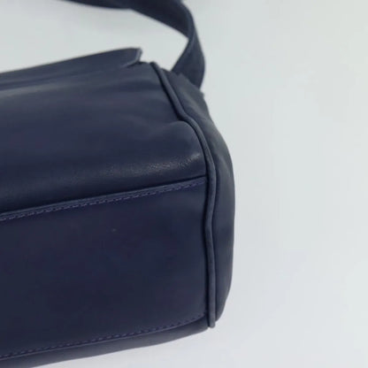 Celine Circle Logo Leather, Navy, Leather, Shoulder Bag