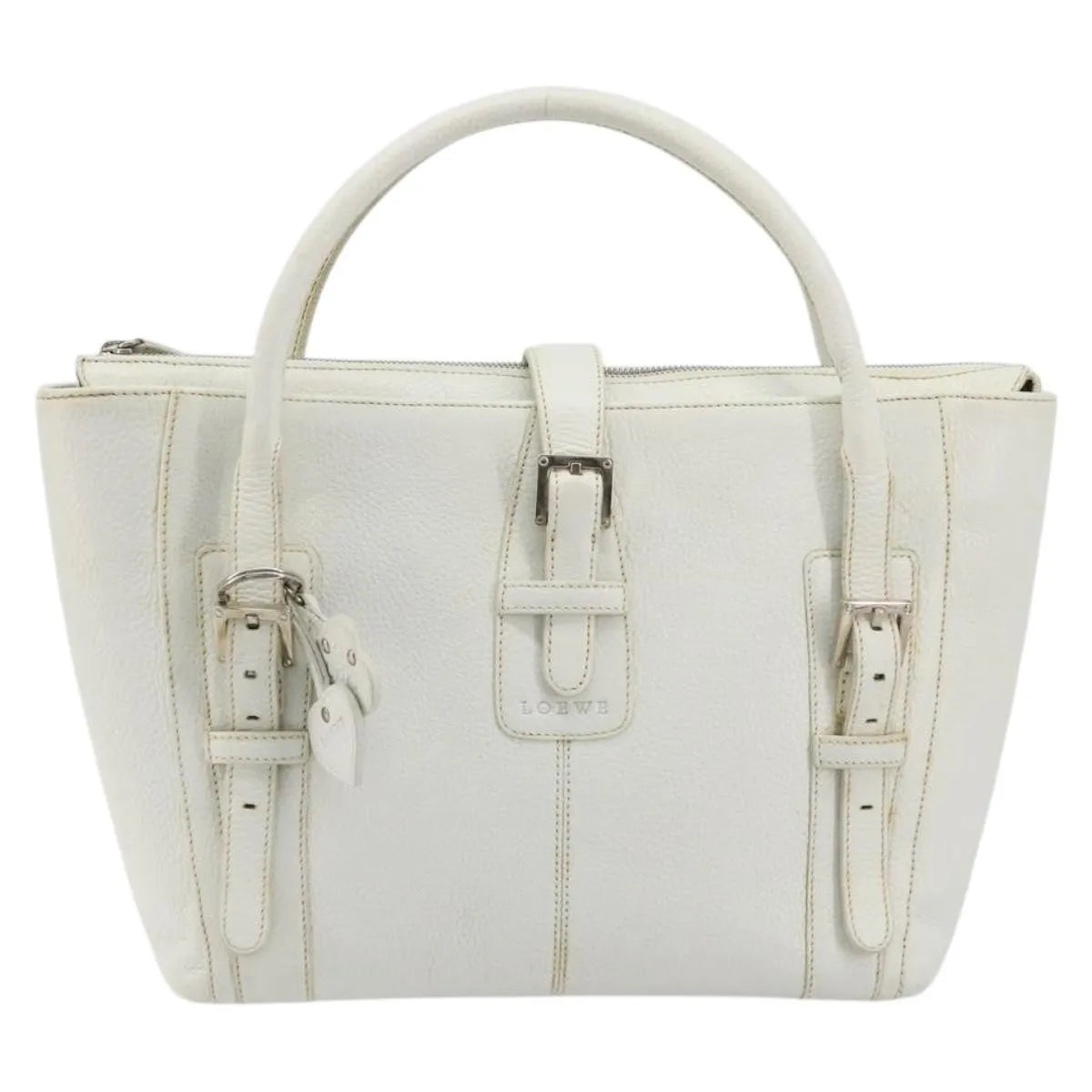 Loewe Senda Leather, White, Leather, Handbag