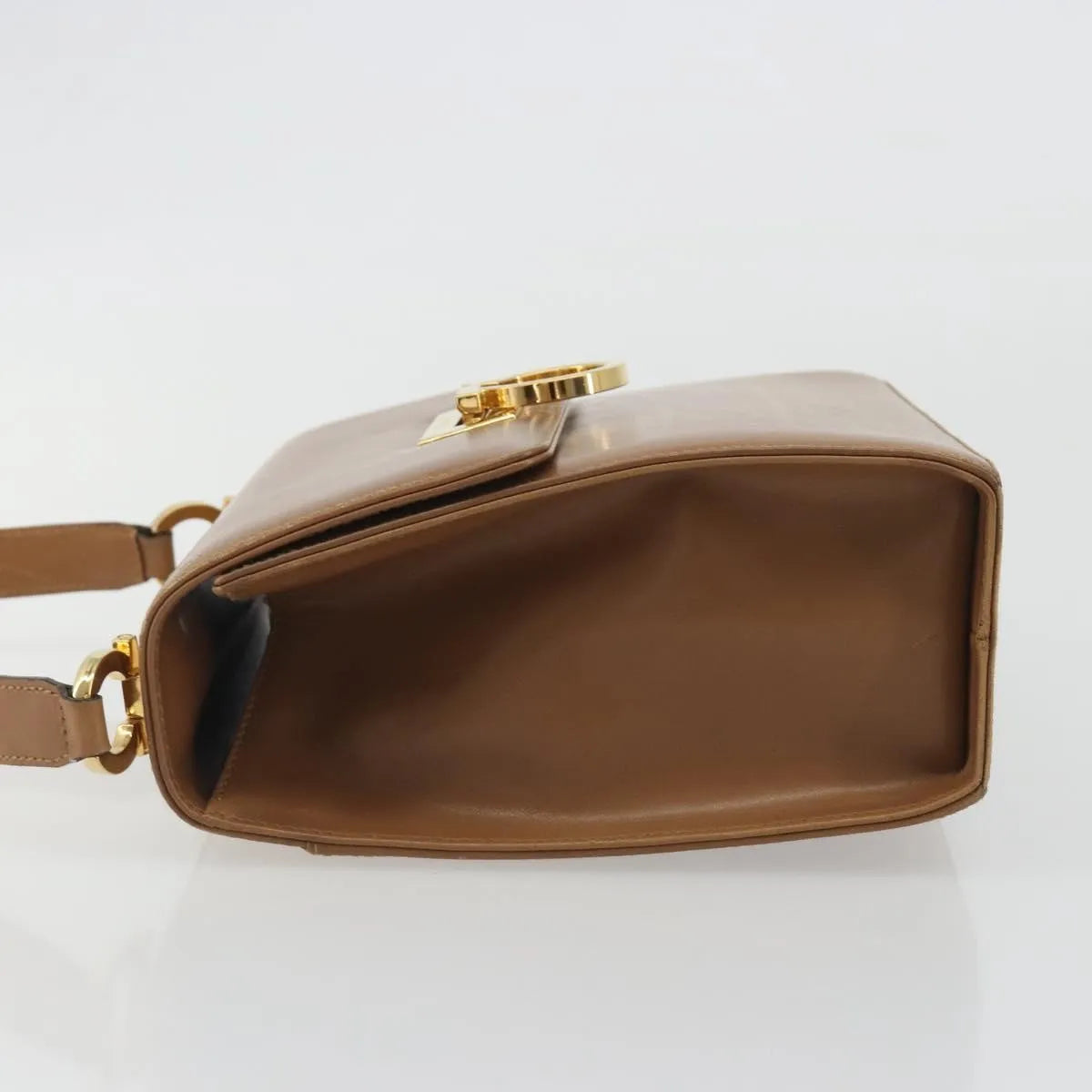 Salvatore Ferragamo Gancini Leather, Brown, Leather, Shoulder Bag