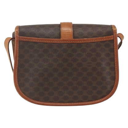Celine Vintage Macadam Canvas and Leather, Brown, Canvas, Shoulder Bag