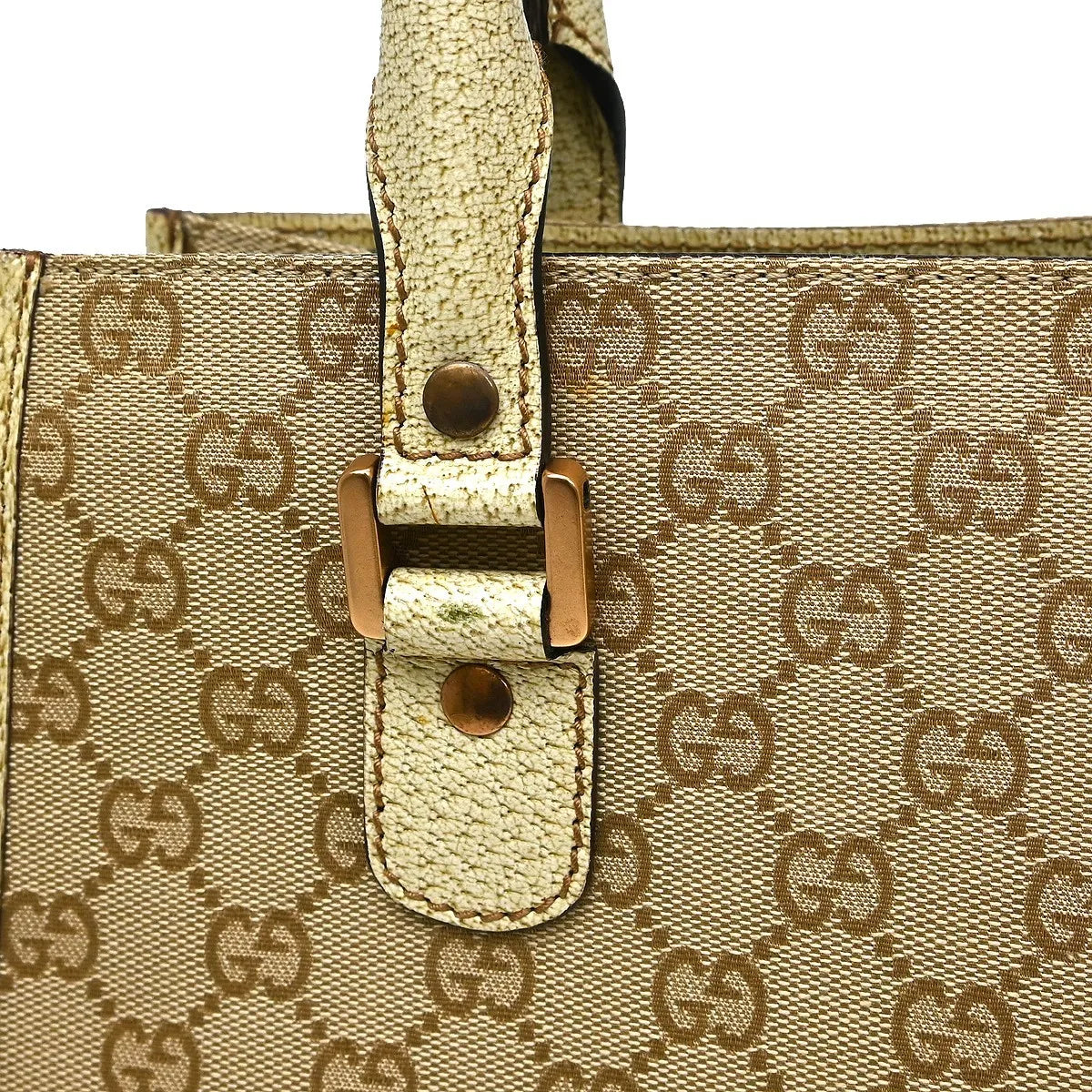 Gucci Miss GG Tote GG Canvas with Leather, Beige, Canvas, Handbag