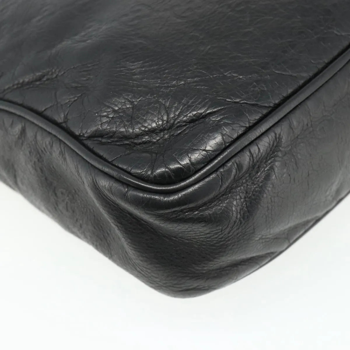 Gucci Front Zip Messenger Guccissima Leather, Black, Leather, Shoulder Bag