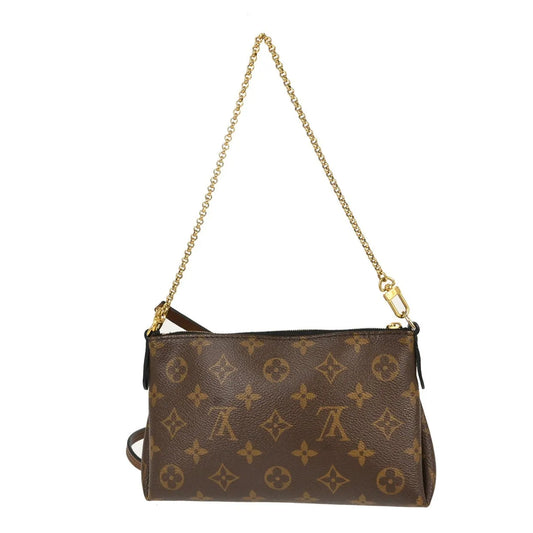 Louis Vuitton Pallas Clutch Monogram Canvas with Leather, Brown, Canvas, Clutch