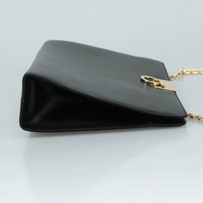 Salvatore Ferragamo Vintage Gancini Chain Leather, Black, Leather, Shoulder Bag