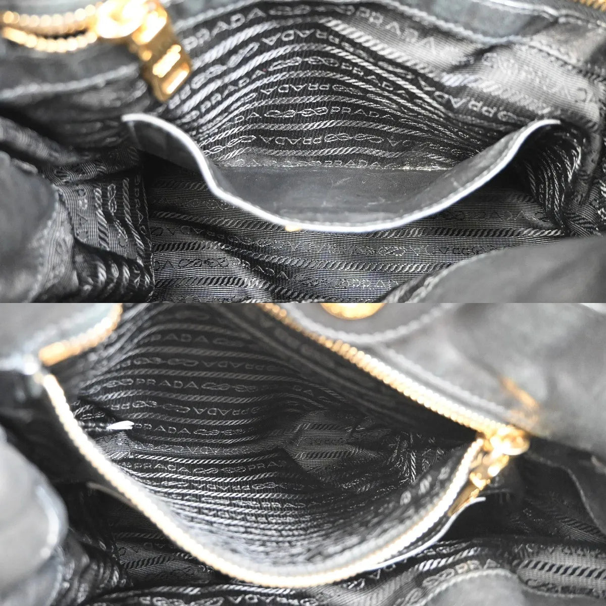 Prada Bow Tie Pleated Tote Leather, Black, Leather, Shoulder Bag