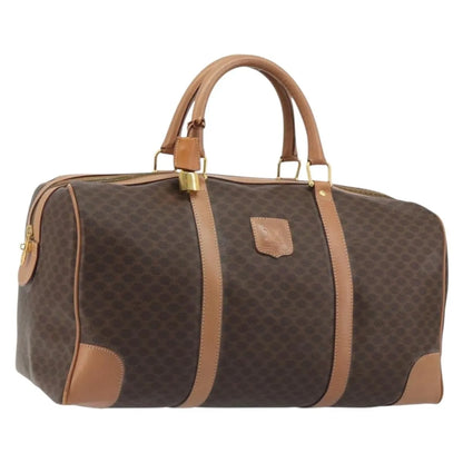 Celine Vintage Macadam Boston Canvas and Leather, Brown, Canvas, Handbag