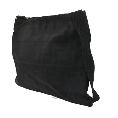 Fendi Logo Zucca Zucca, Black, Canvas, Shoulder Bag