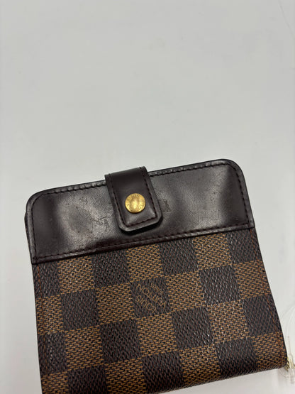 Louis Vuitton Compact Zippe Damier, Brown, Canvas, Wallet