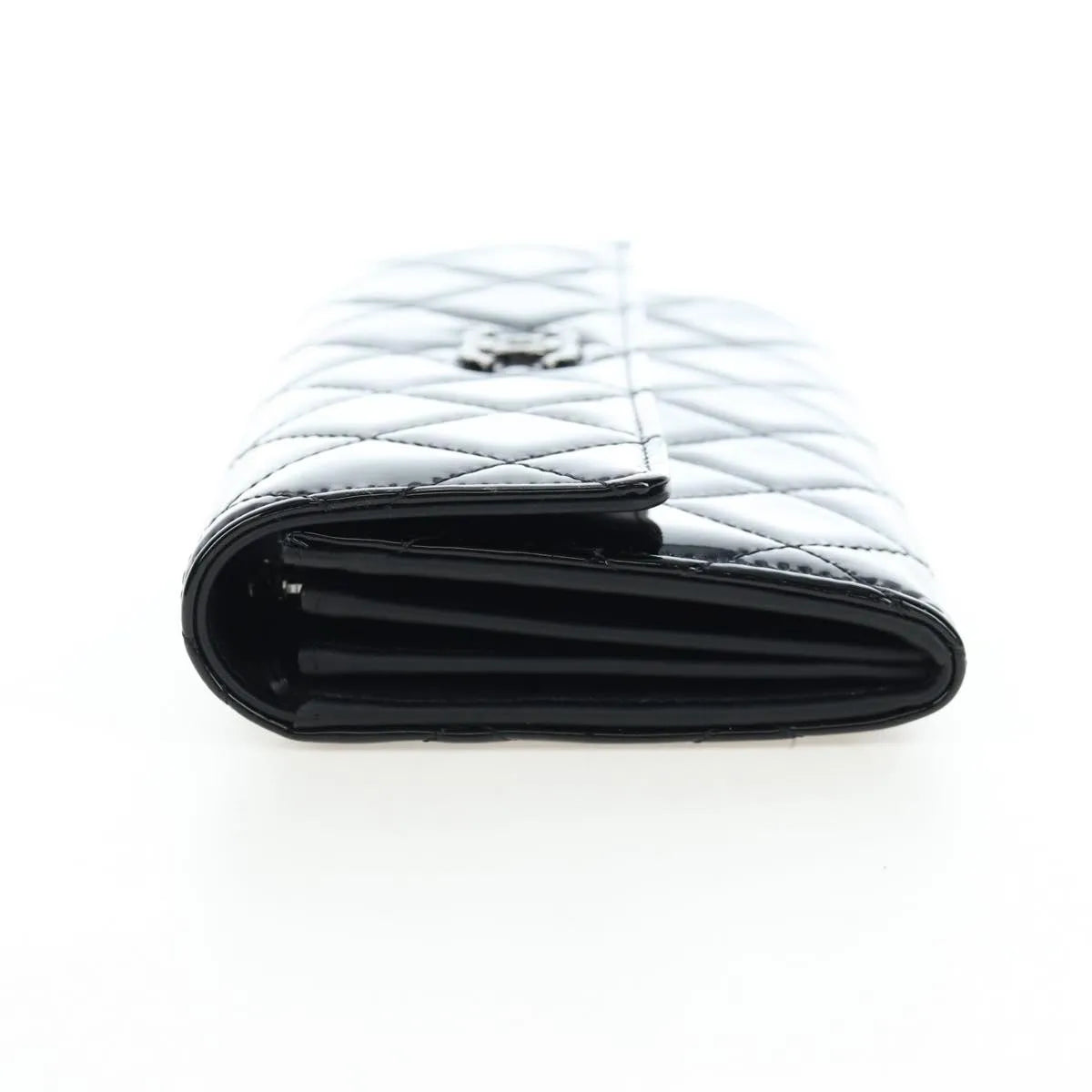 Chanel CC French Flap Quilted Patent Leather, Black, Patent Leather, Wallet