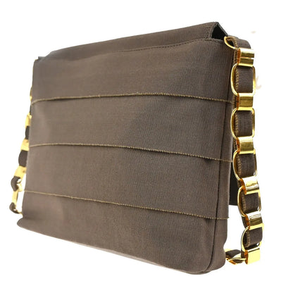 Salvatore Ferragamo Vala Canvas, Brown, Canvas, Shoulder Bag