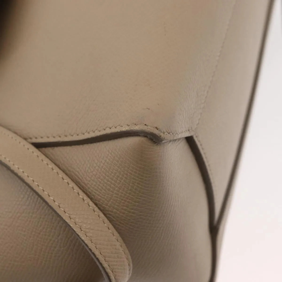 Celine Belt Calfskin, Beige, Leather, Handbag