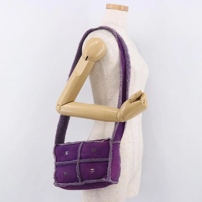 Chanel CC Logo Shearling and Suede, Purple, Suede, Shoulder Bag