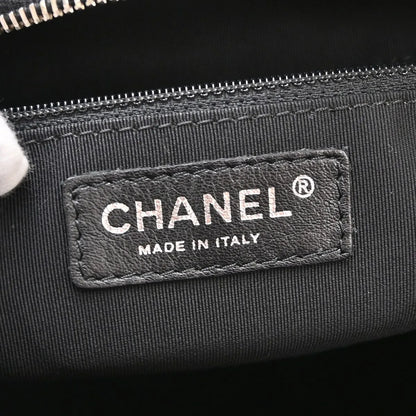 Chanel All Day Long Bowler Chevron Leather, Black, Leather, Tote Bag