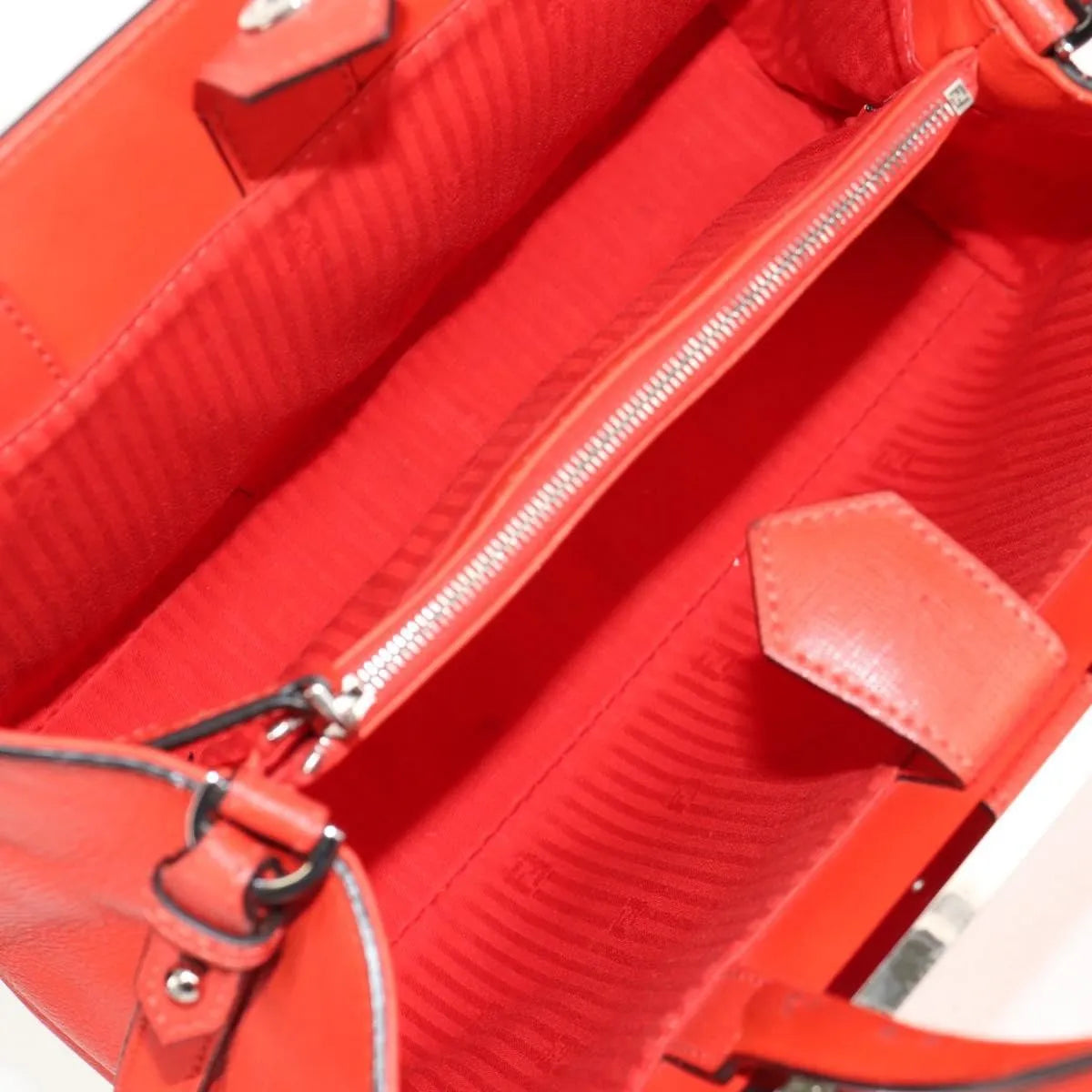 Fendi 2Jours Leather, Red, Leather, Tote Bag