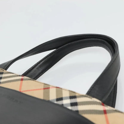 Burberry Nova check Canvas and Leather, Black, Leather, Handbag