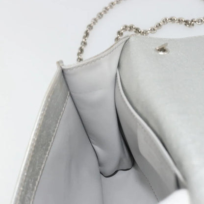 Salvatore Ferragamo Vara Chain Flap Leather, Silver, Leather, Shoulder Bag