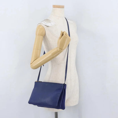 Celine Trio Leather, Blue, Leather, Shoulder Bag