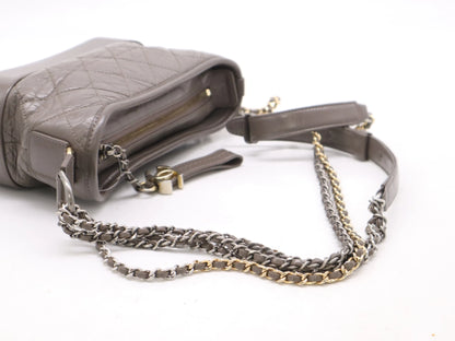 Chanel Gabrielle Hobo Quilted Aged Calfskin, Brown, Calfskin, Shoulder Bag