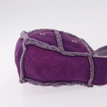 Chanel CC Logo Shearling and Suede, Purple, Suede, Shoulder Bag
