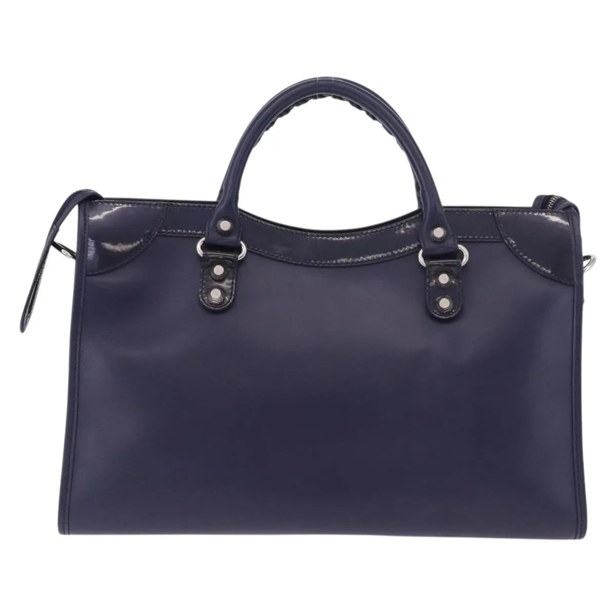 Balenciaga Holiday City Giant Studs Matte Calfskin, Navy, Leather, Handbag