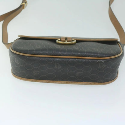 Christian Dior Vintage Honeycomb Flap Canvas and Leather, Black, Canvas, Shoulder Bag