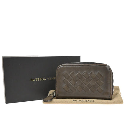 Bottega Veneta Zip Coin Purse Intrecciato Nappa, Brown, Leather, Wallet