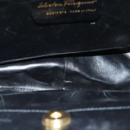 Salvatore Ferragamo Gancini Leather, Black, Leather, Handbag